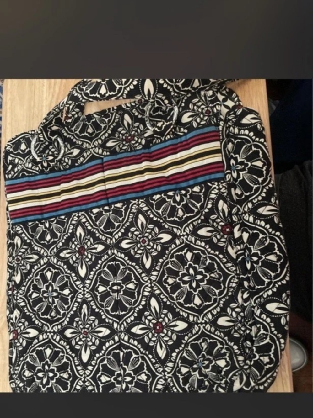 Vera Bradley Toggle Tote Floral Black & White